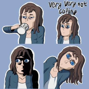 Social sticker sheet for Cartoon Josie (character owned by me)
