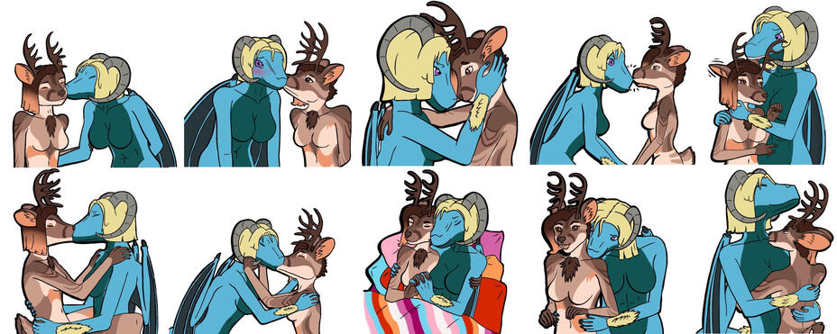 Sticker set featuring my character and @SamaraTheDeer on Twitter