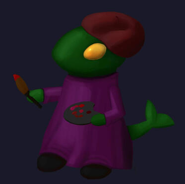 A Tonberry who is a painter